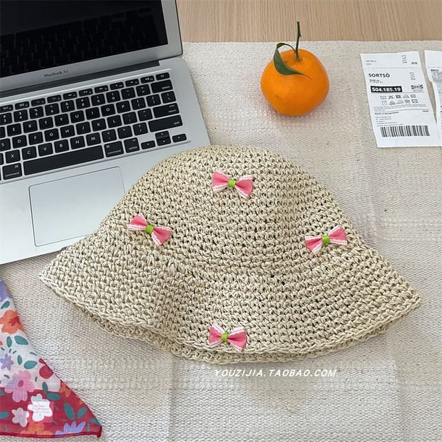 Bow Bucket Straw Hat