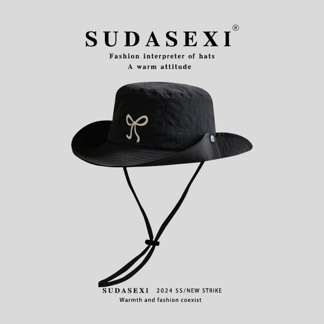Bucket Embroidered Hat Bow