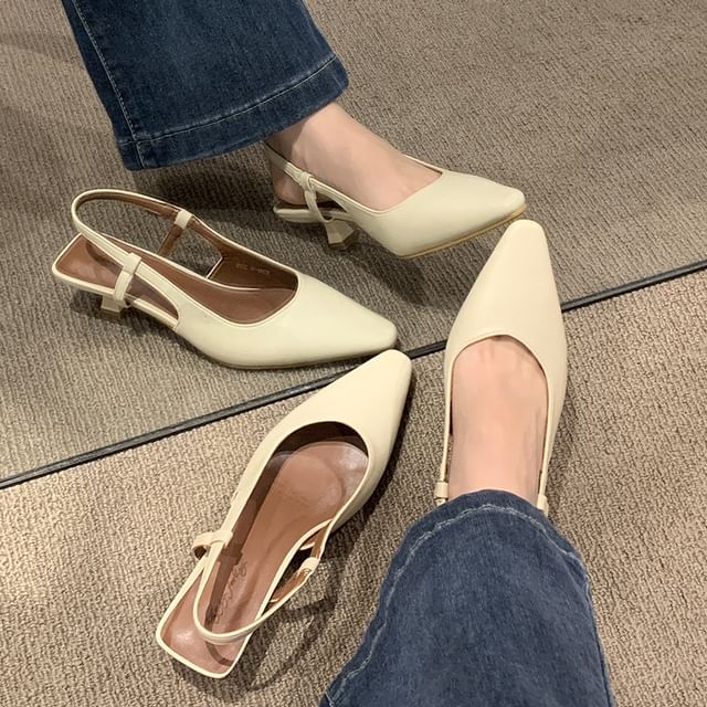 Pointy Low Slingback Heel Sandals