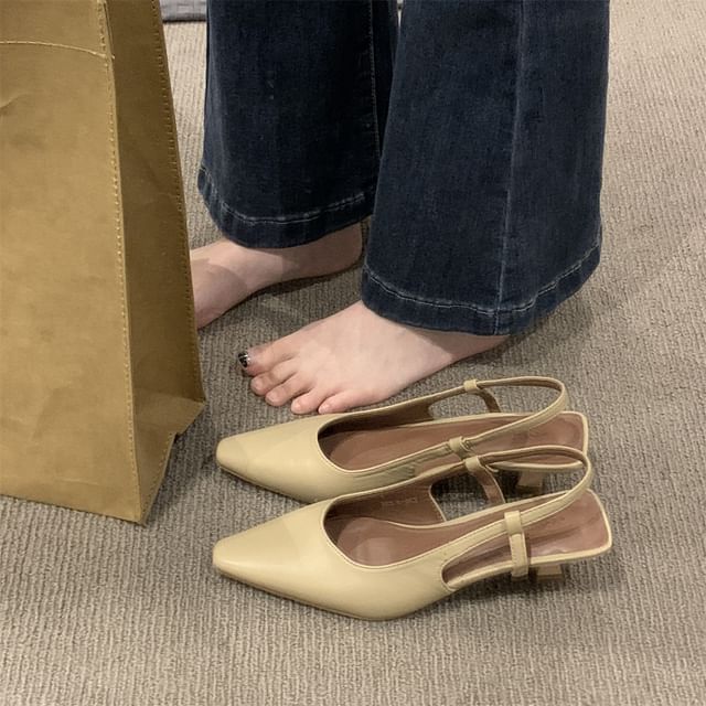 Pointy Low Slingback Heel Sandals
