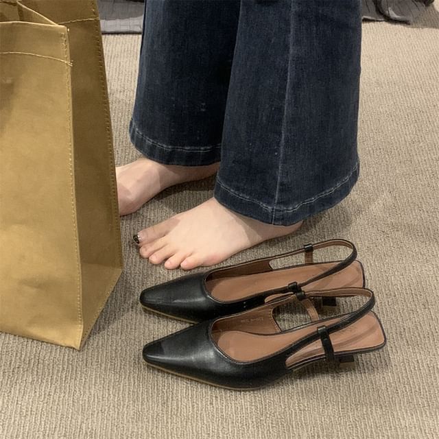 Pointy Low Slingback Heel Sandals