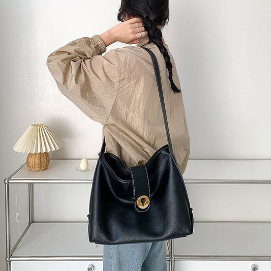 Bag Plain Leather Faux Tote