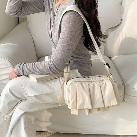 Ruffle Bag Plain Crossbody Nylon