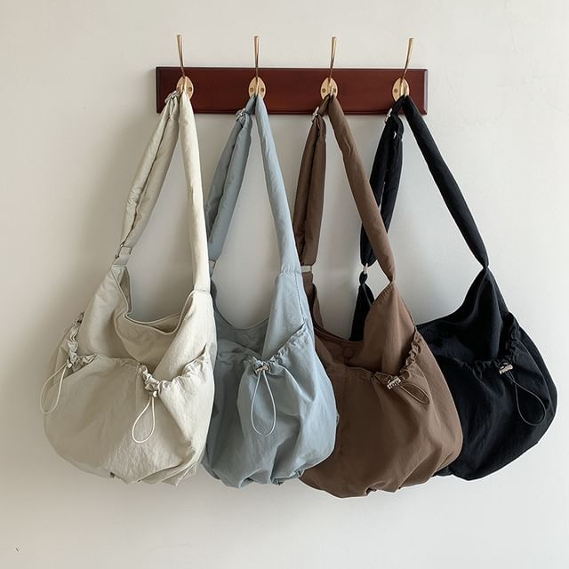 Crossbody Bag Plain Drawstring Nylon