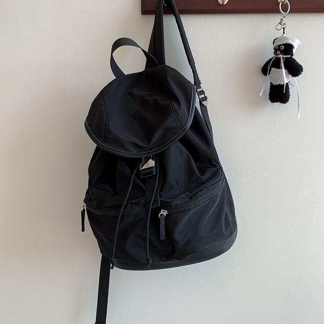 Plain Backpack Buckled Nylon