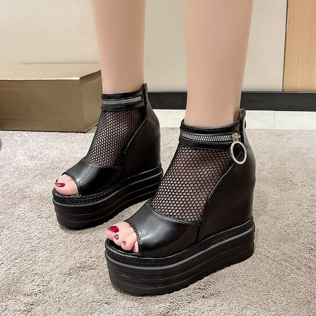 Sandals Mesh Hidden Wedge Platform