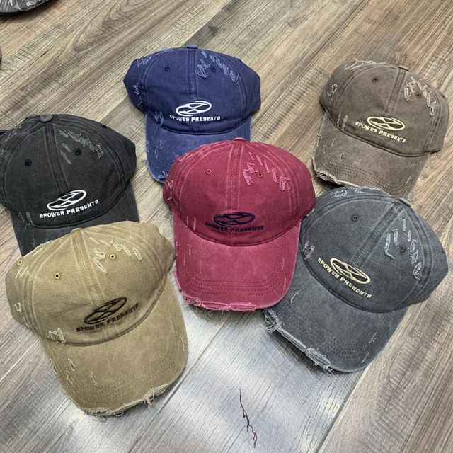 Distressed Cap Embroidered Baseball