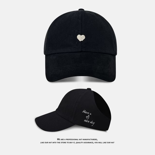Embroidered Heart Cap Baseball