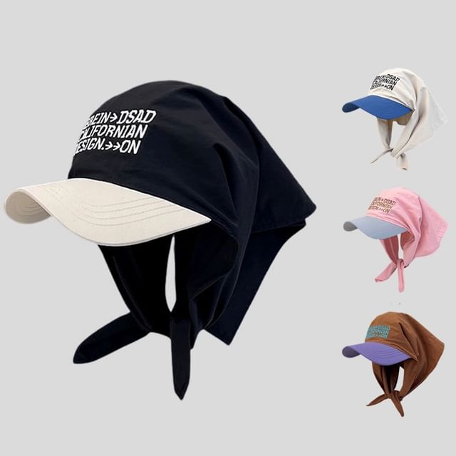 Baseball Cap with Two Headkerchief Embroidered Lettering Tone
