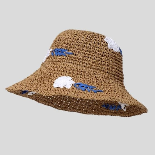Woven Sun Floral Accent Hat
