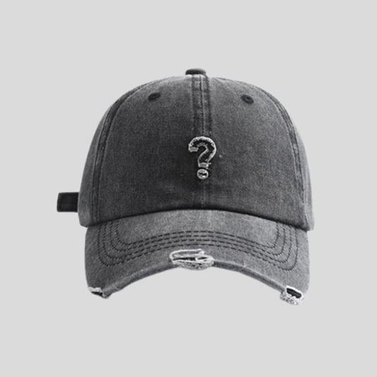 Distressed Baseball Question Cap Mark