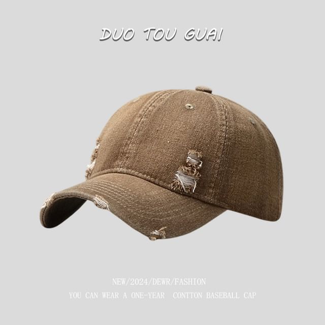 Distressed Washed Cap Denim Baseball