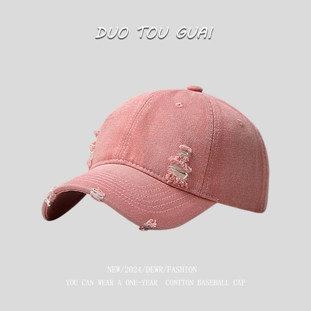 Distressed Washed Cap Denim Baseball