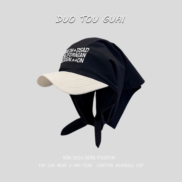 Baseball Cap with Two Headkerchief Embroidered Lettering Tone