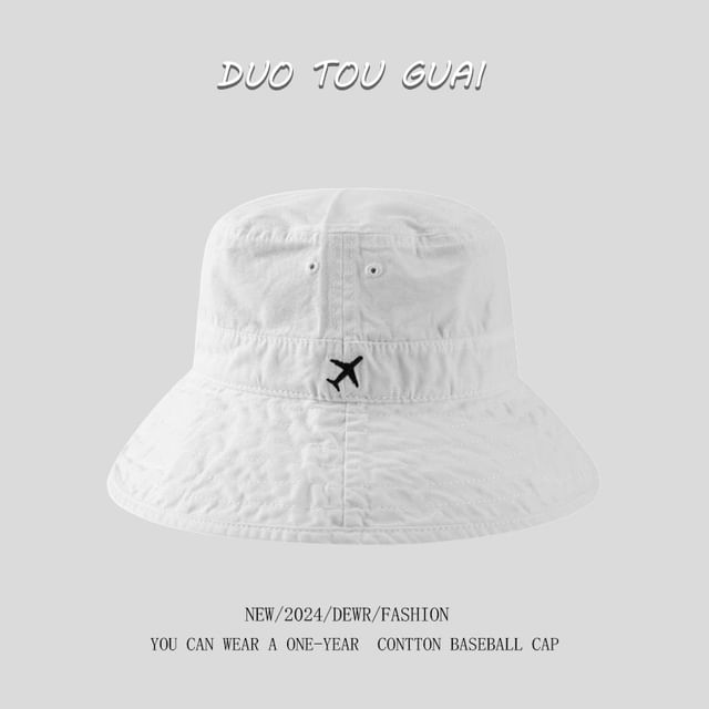Bucket Embroidered Hat Plane