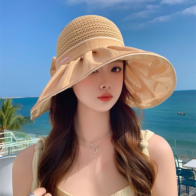 Bow Sun Ruched Panel Hat