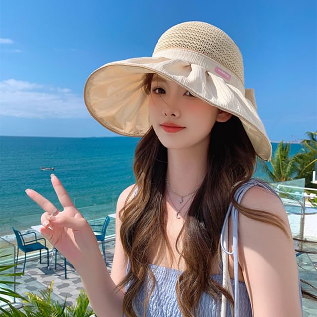 Bow Sun Ruched Panel Hat