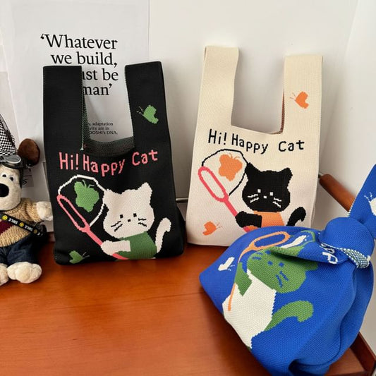 Bag Tote Cat Knit