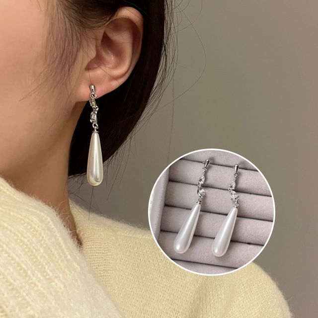 Pearl Dangle Faux Earring Alloy