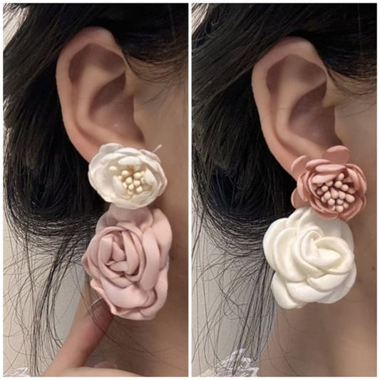 Fabric Floral Drop Earring