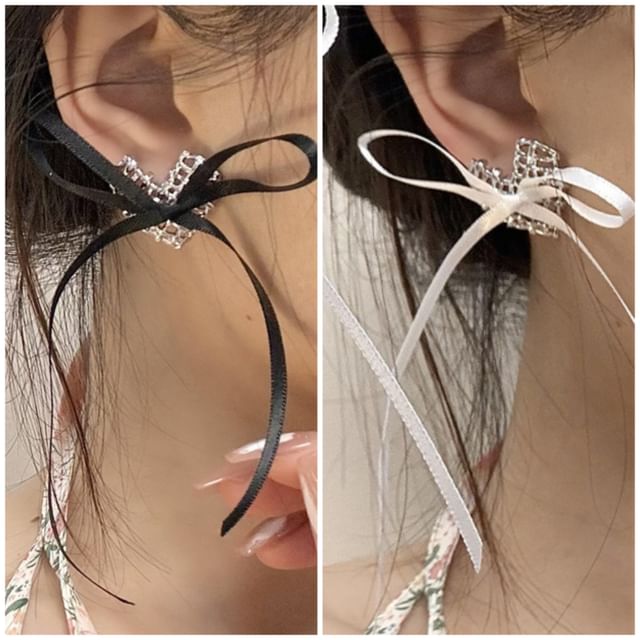 Ribbon Stud Heart Alloy Earring