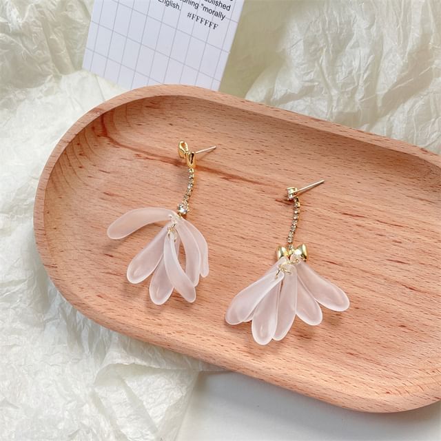 Floral Dangle Earring Rhinestone Asymmetrical