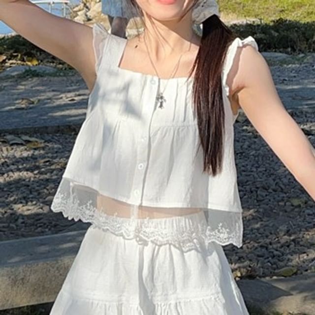 Designs) Lace Skirt (Various Cami Top / A-Line High Trim Waist