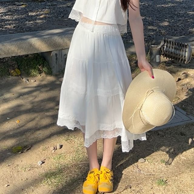 Designs) Lace Skirt (Various Cami Top / A-Line High Trim Waist