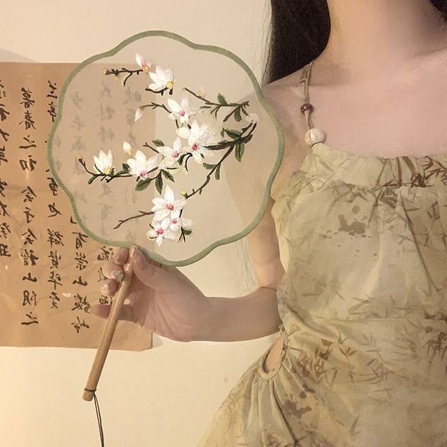 Tassel Hand Fan / Print Embroidered