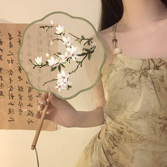 Tassel Hand Fan / Print Embroidered