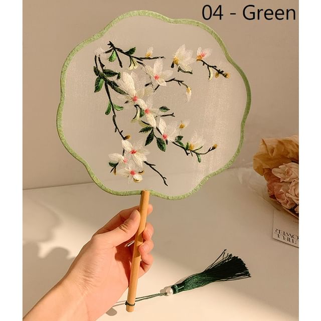 Tassel Hand Fan / Print Embroidered