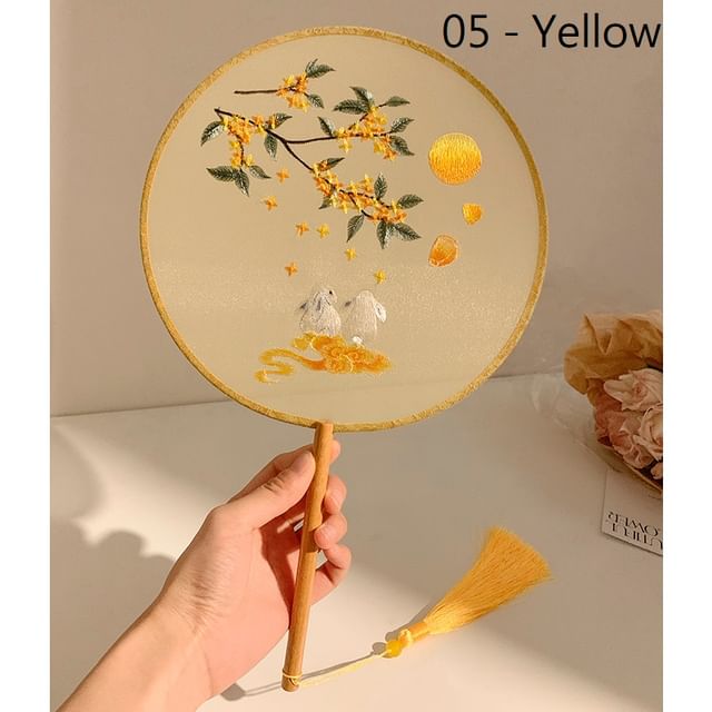 Tassel Hand Fan / Print Embroidered