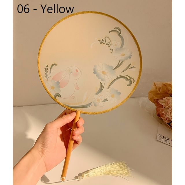 Tassel Hand Fan / Print Embroidered