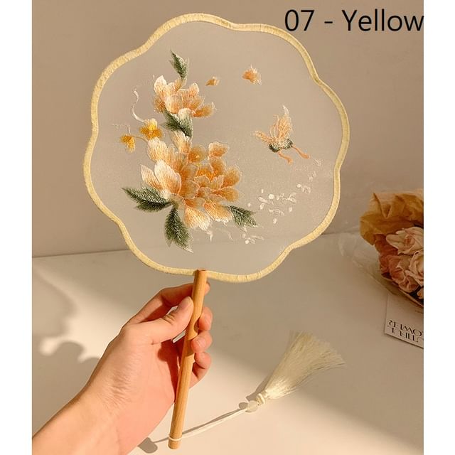 Tassel Hand Fan / Print Embroidered