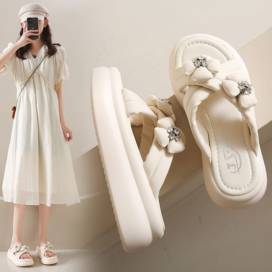 Platform Slide Sandals Flower
