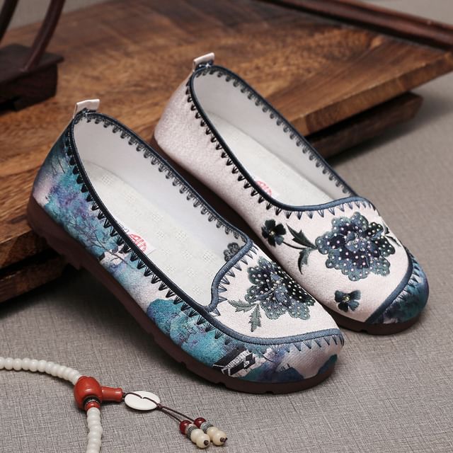 Flats Embroidered Flower