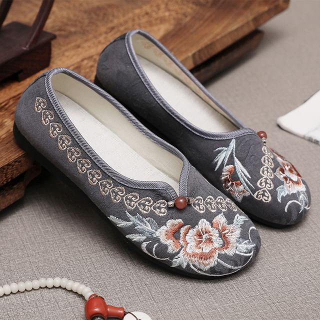 Flats Flower Embroidered