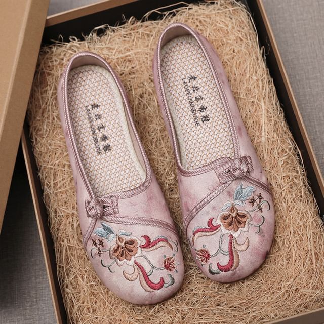 Embroidered Flower Flats