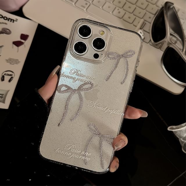 Phone Case Pearl Faux Bow