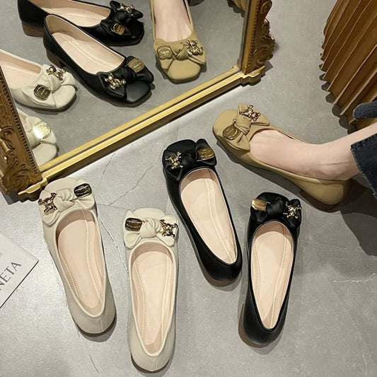 Bow Square Toe Accent Flats