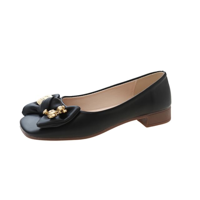 Bow Square Toe Accent Flats