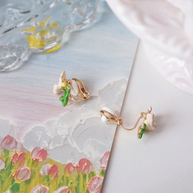 / Stud Butterfly Earring Floral Alloy