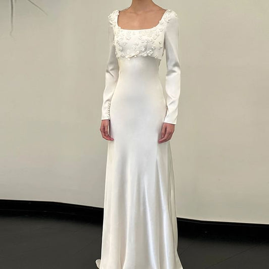 Gown Sheath Long-Sleeve Wedding Flower