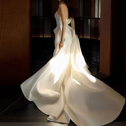 Off Gown Plain Shoulder Mermaid Wedding