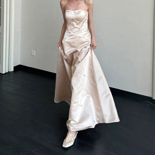 Gown Rhinestone A-Line Strapless Wedding