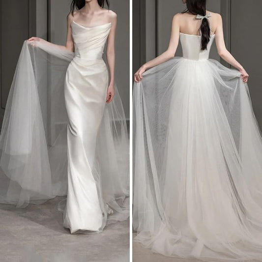 Gown Mermaid Wedding Strapless Plain