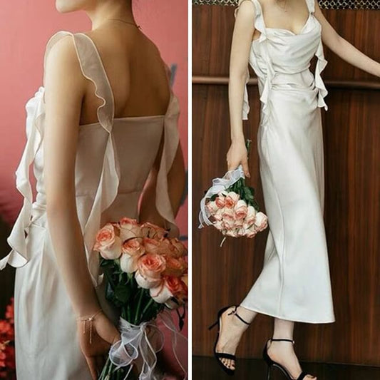 Sleeveless Ruffle Wedding Plain Gown Sheath