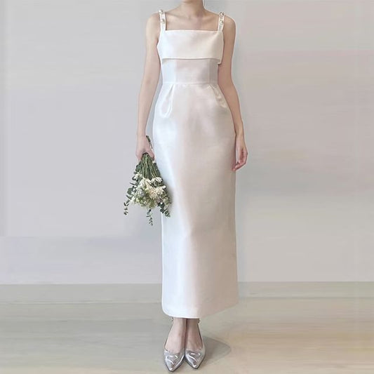 Gown Wedding Sheath Spaghetti Plain Strap
