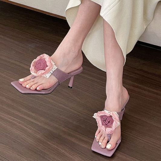 Low Flip Heel Accent Flops Flower