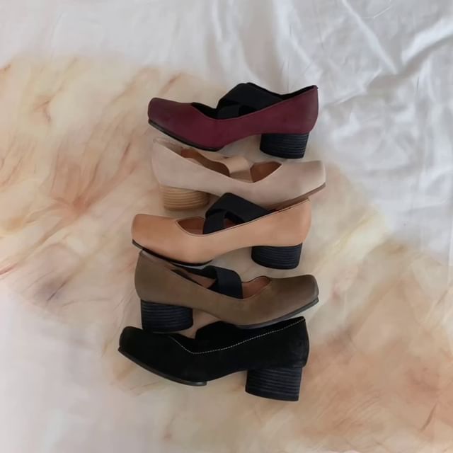 (Various Heel Leather Genuine Pumps Designs) Block